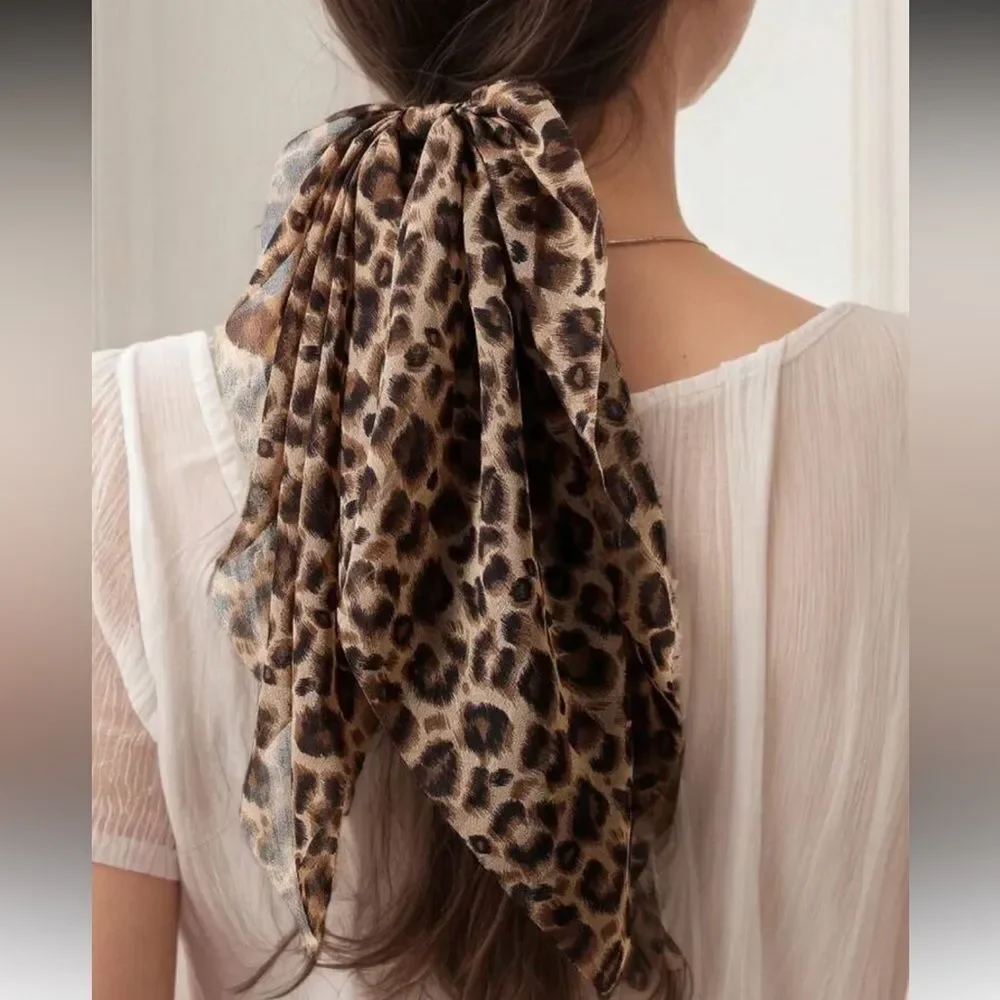 Leopard Print Hair tie Bow N1460